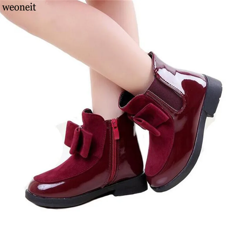 Weoneit/новые модные ботинки для девочек сезон осень зима детская обувь на плоской