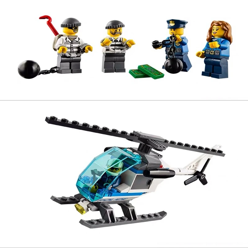 10424 Город Полицейский отдел вертолет мотоцикл набор строительных блоков детские