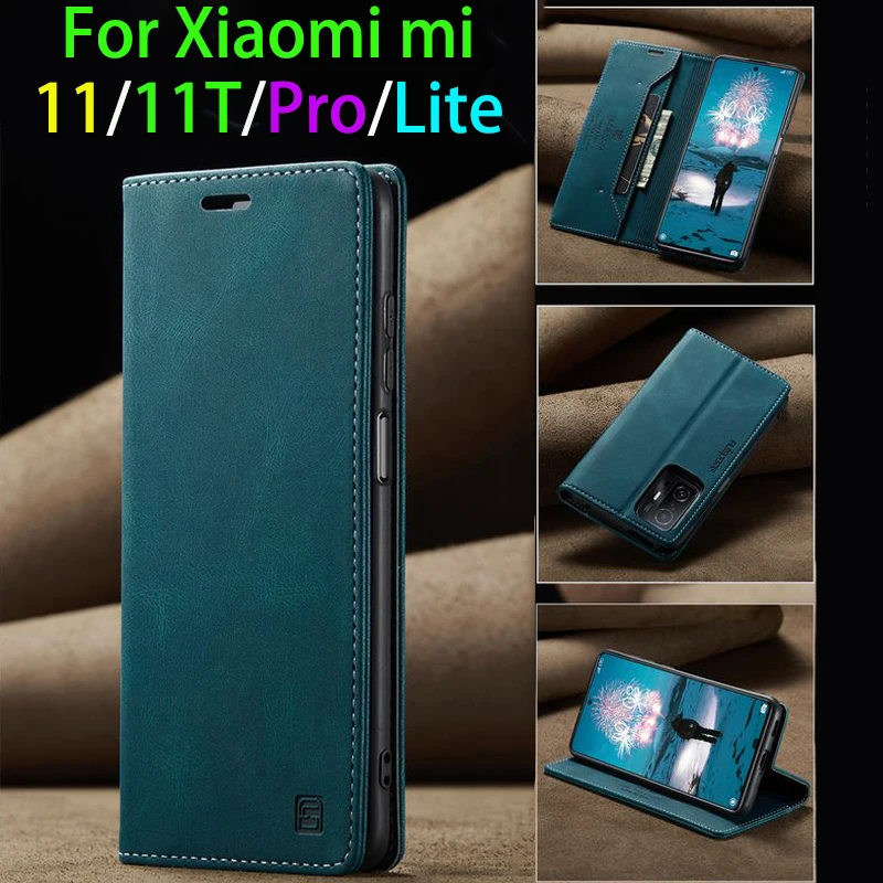 Кожаный чехол для Xiaomi Mi 11 T Lite роскошный Магнитный флип-чехол мягкий силиконовый