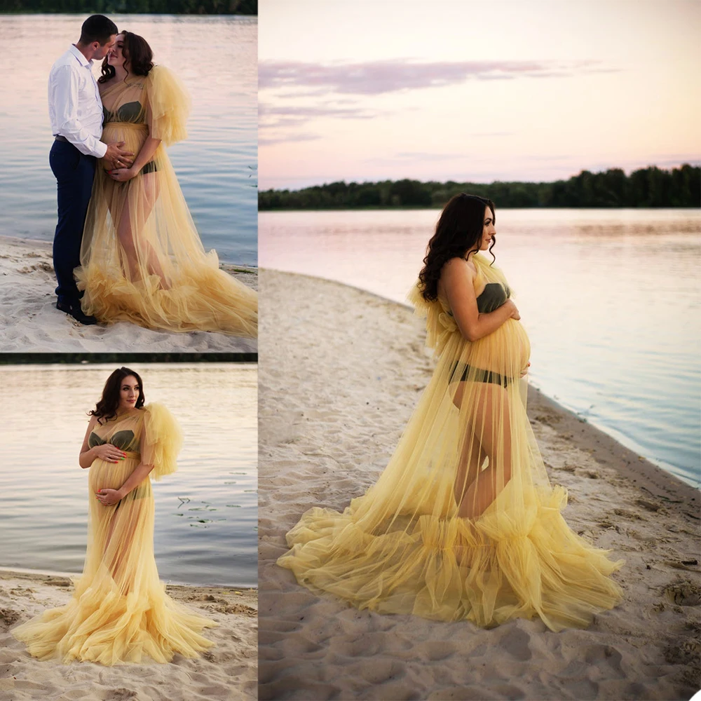 

Оранжевая женская Ночнушка с оборками в несколько рядов, женская одежда для сна из тюля, женский халат, платье для выпусквечерние вечера и душа