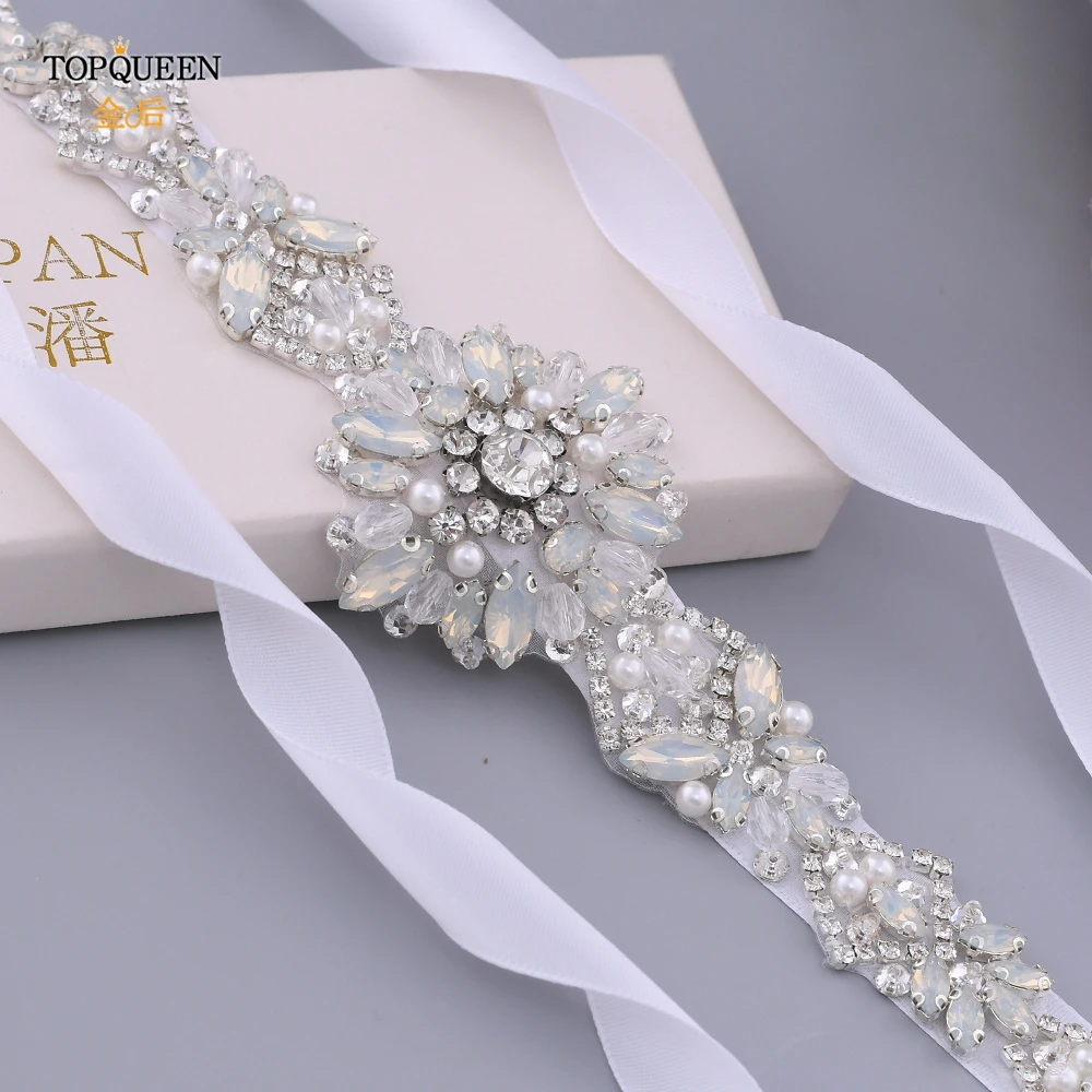 

Свадебный ремень TOPQUEEN S408 на заказ, блестящий Кристальный Стразы, свадебный пояс с опалом, пояс для невесты, хит продаж