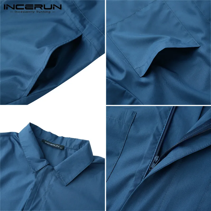 

INCERUN Fashion Men Jumpsuits Shortsleeve Loose Cargo Overalls 2020 Casual Solid Joggers Streetwear Pants Men Rompers Plus Size