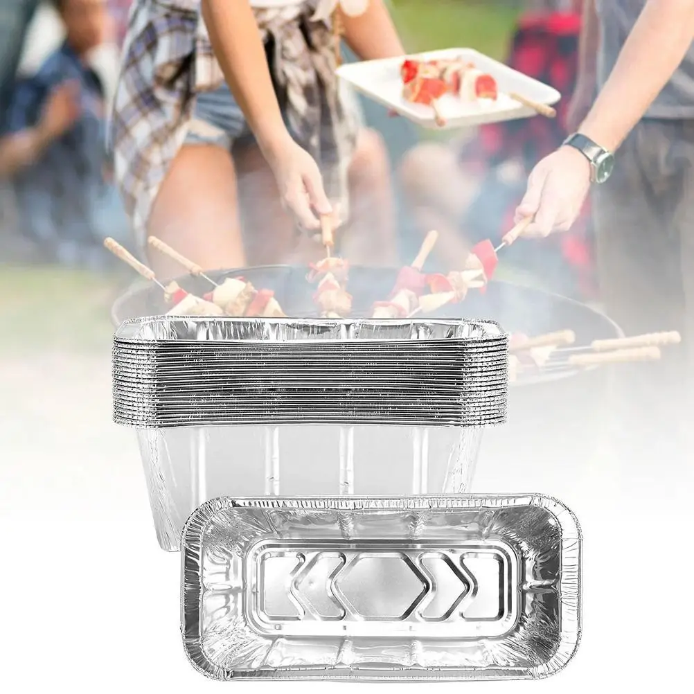

20Pcs 670ml Roasting Grill Tin Tray Lunch Box Barbecue Plate Rectangular Aluminum Foil Baking Boxes For Kitchen Outdoor Supplies