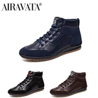 Мужские кожаные ботинки со шнуровкой Airavata, повседневные теплые британские Ботинки Martin в стиле ретро, удобная мужская обувь