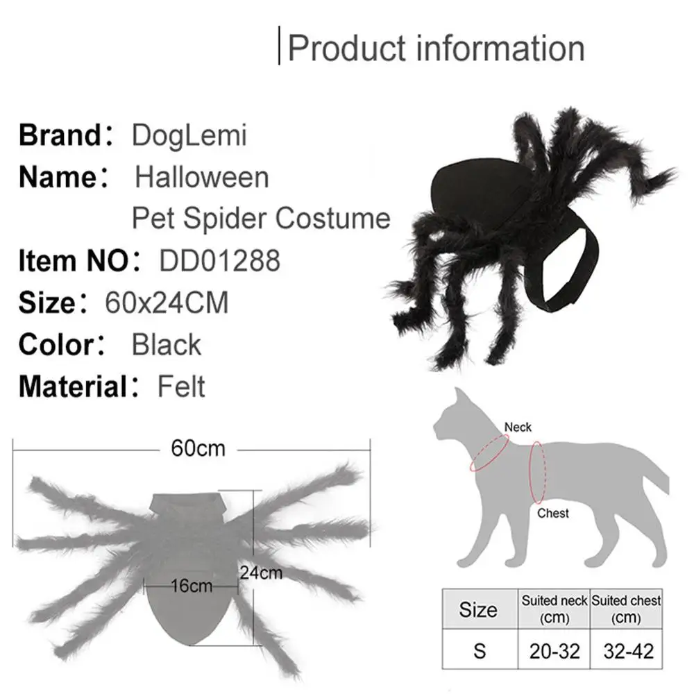 

Fashion Halloween Pet Products Cosplay Spider Costume, Dog Cat Spider Look Party Clothes