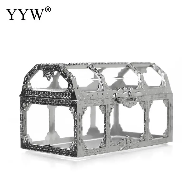 

12/24pcs Sliver Gold Box Shape Gift Box Candy Box Wedding Drage Candies Package Plastic Gift Box Birthday Party Favors Supplies