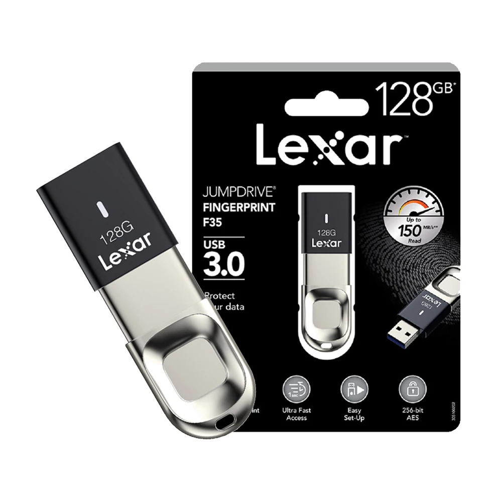 Lexar 32 ГБ 64 128 г USB3.0 U диск F35 Скорость чтения 150 МБ/с. металл отпечатков пальцев