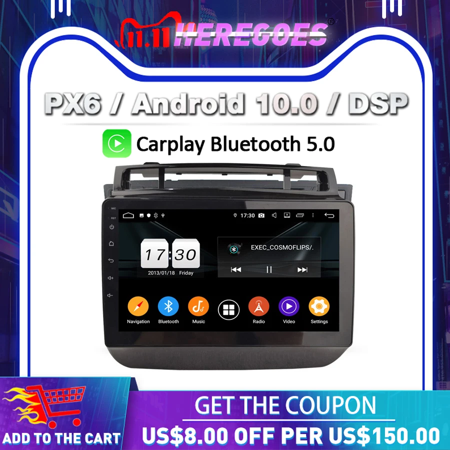 Carplay 720P PX6 8 &quotDSP Android 10 0 ядер 4 Гб 64 ROM автомобильный DVD-плеер RDS Авторадио GPS радио
