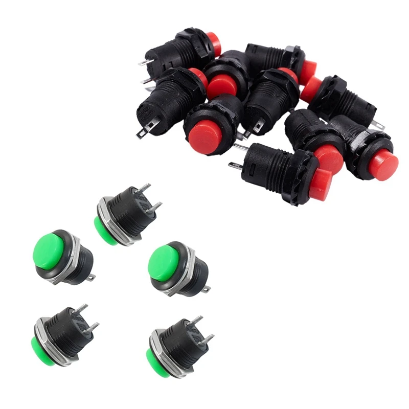 5 x Мгновенный SPST NO Зеленый Круглый Кепки кнопочный переключатель переменного