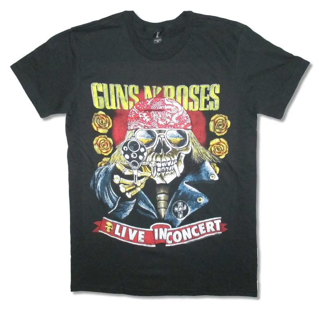 Guns N Roses Live in Concert 1991 Reissue черная футболка новая официальная мужская летняя с
