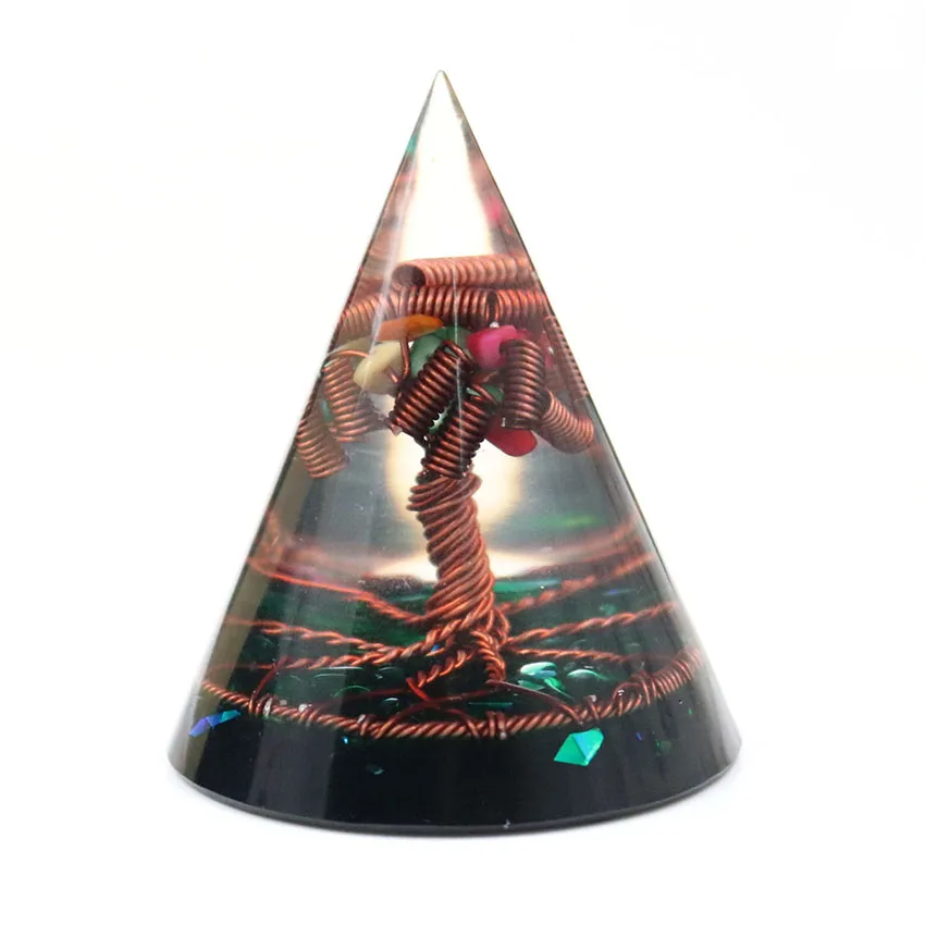 

Классический стиль, розовое золото, цветной проволочный обруч, древо жизни, в форме конуса, полимерный кулон, вечерние, подарочные украшения