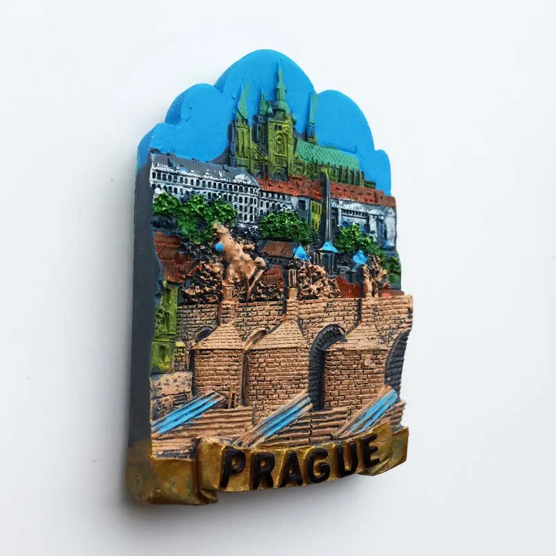 BABELEMI Hand-prainted Resin Refrigerator Magnets Prague Czech Souvenir Fridge Magnet Charles Bridge Sticker | Дом и сад