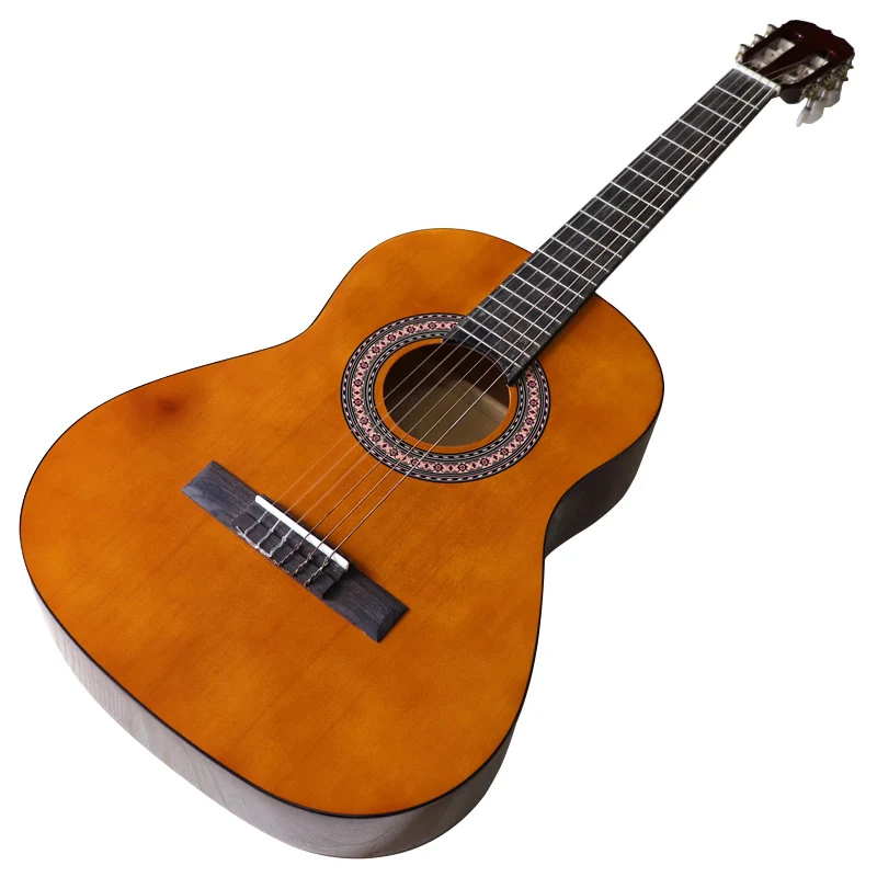 

Классическая гитара с левой ручкой, 36 дюймов, ламинированная ель, деревянная Верхняя часть, глянцевая 6-струнная, коричневого цвета с неболь...