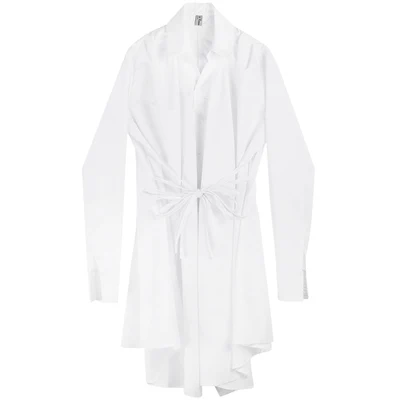 

New Style Dark Ultra-long Style Rope Closed Waist White Shirt Irregular Loose Loose Loose Loose Loose Jacket Jacket Jacket Fashi