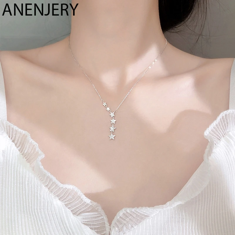 Женское Ожерелье с кулоном ANENJERY ожерелье из стерлингового серебра 925 пробы