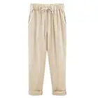 40% Популярные однотонные хлопковые льняные укороченные брюки, свободные женские шаровары с Кулиской