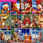 Набор для алмазной живописи, алмазная вышивка квадратныхкруглых страз, 5D сделай сам, с рождественскими мотивами снега, живопись, кукла-марионетка, медведь