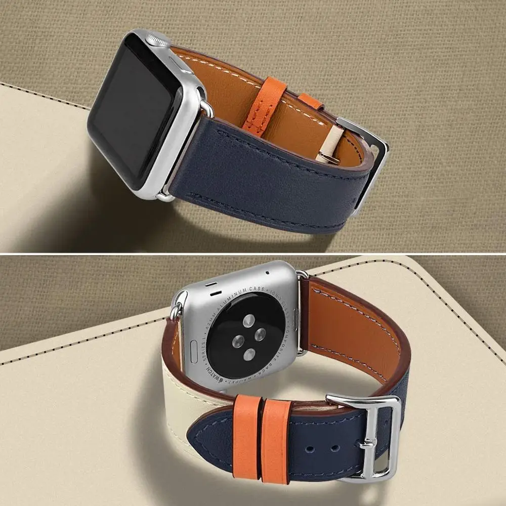 Ремешок кожаный для Apple watch Series 7 6 se 5 4 3 браслет на запястье iwatch 44 мм 42 40 38 45 41 |