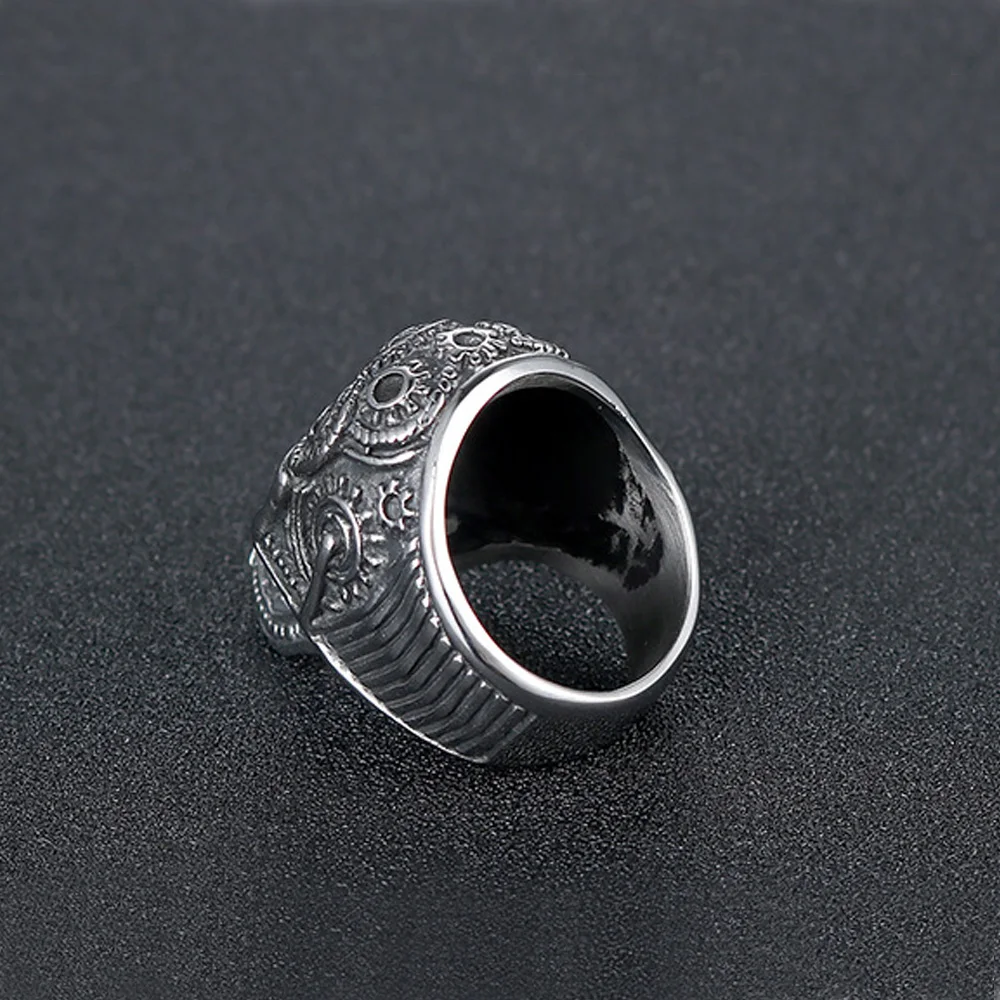 Кольцо с большим черепом мужское Превосходное качество 316L нержавеющая сталь
