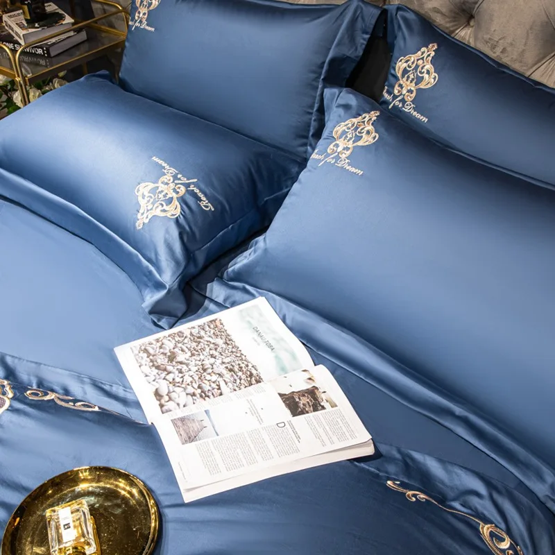 Комплект постельного белья из египетского хлопка с вышивкой пододеяльник