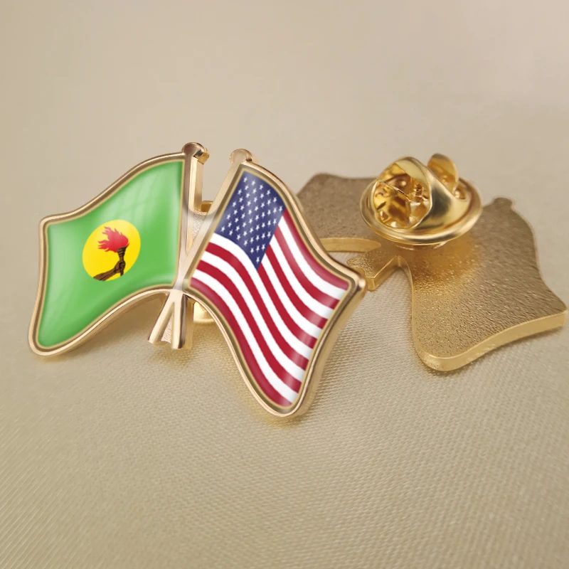 

Zaire and United States Crossed Double Friendship Flags Lapel Pins Brooch Badges