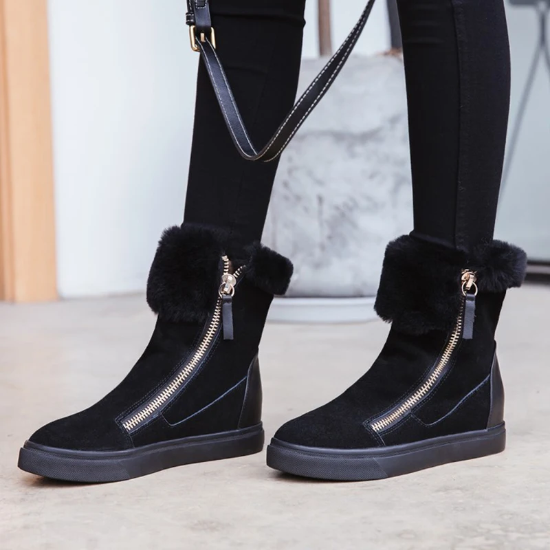 Сапоги SWYIVY из натуральной кожи на танкетке с застежкой-молнией женские модные