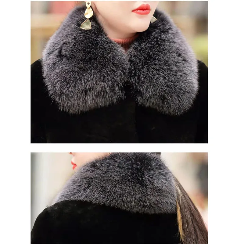 2022 Faux Fur Coat Female Spring And Winter Imitation Mink Fur Coat Fox Fur Large Fur Collar Loose Winter Warm Parkas Jackets