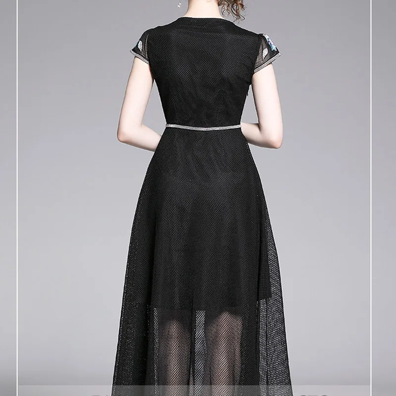 Женское платье 2019 кружевные сетчатые винтажные вечерние сексуальные а силуэта