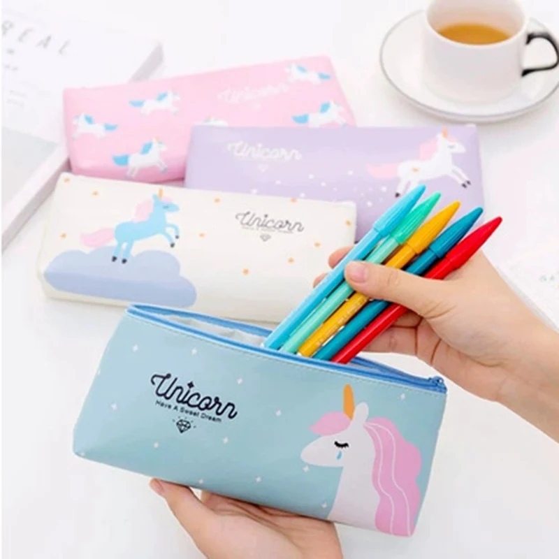 

Cute Cartoon Animal Unicorn Pencil Cases Kawaii Canvas School Supplies Stationery Pencil Case Box for School Girl