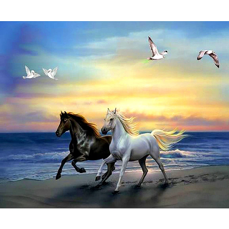 

Full Drill Square Diamond 5D DIY Diamond Painting"Run the horse"Diamond Embroidery Cross Stitch Rhinestone Mosaic Painting