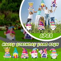 6pcs happy birthday yard sign with stakes lawn outdoor party decor idea supplies ornaments christmas decorations home navidad