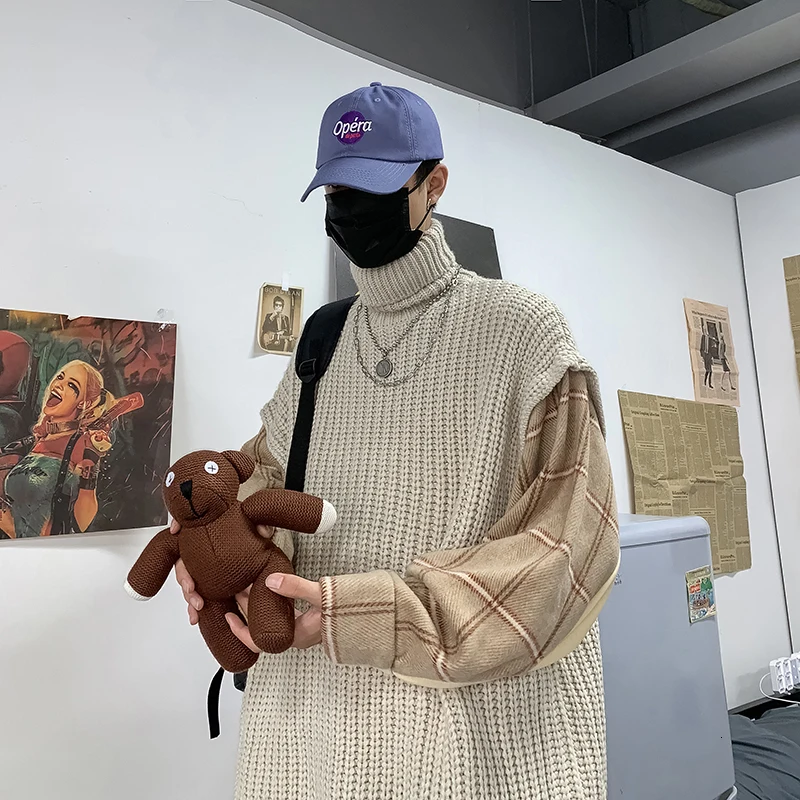 Осень-зима 2019 новый корейский пуловер с имитацией двух частей Модный