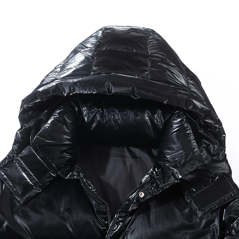 Winter down jacket hooded man mid-long handsome popular logo trend fashion coat for men warm and comfortable down jacket