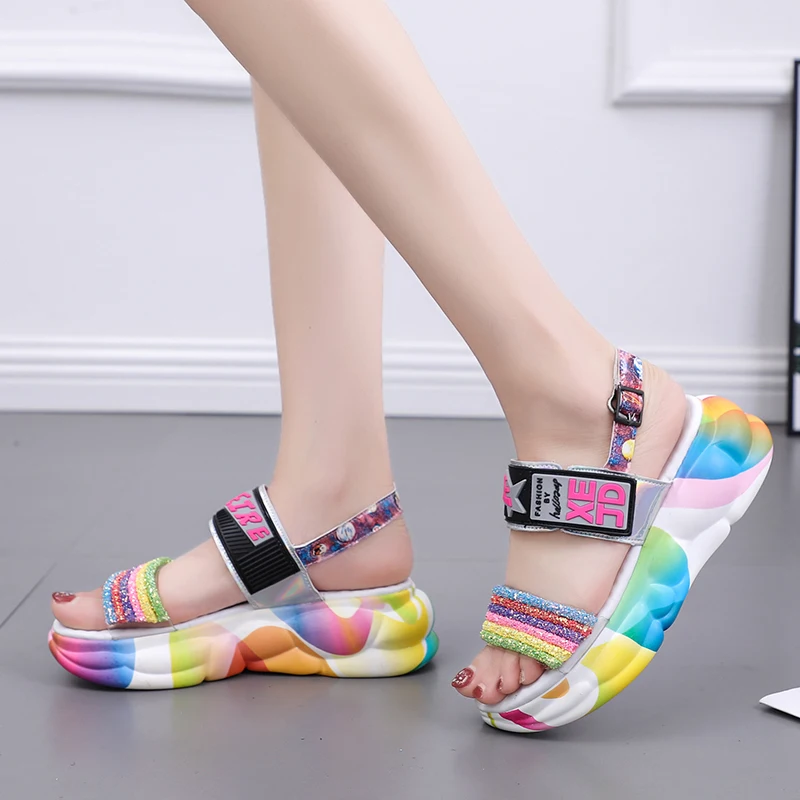 Rimocy/разноцветные сандалии гладиаторы с радужными ремешками модная женская обувь