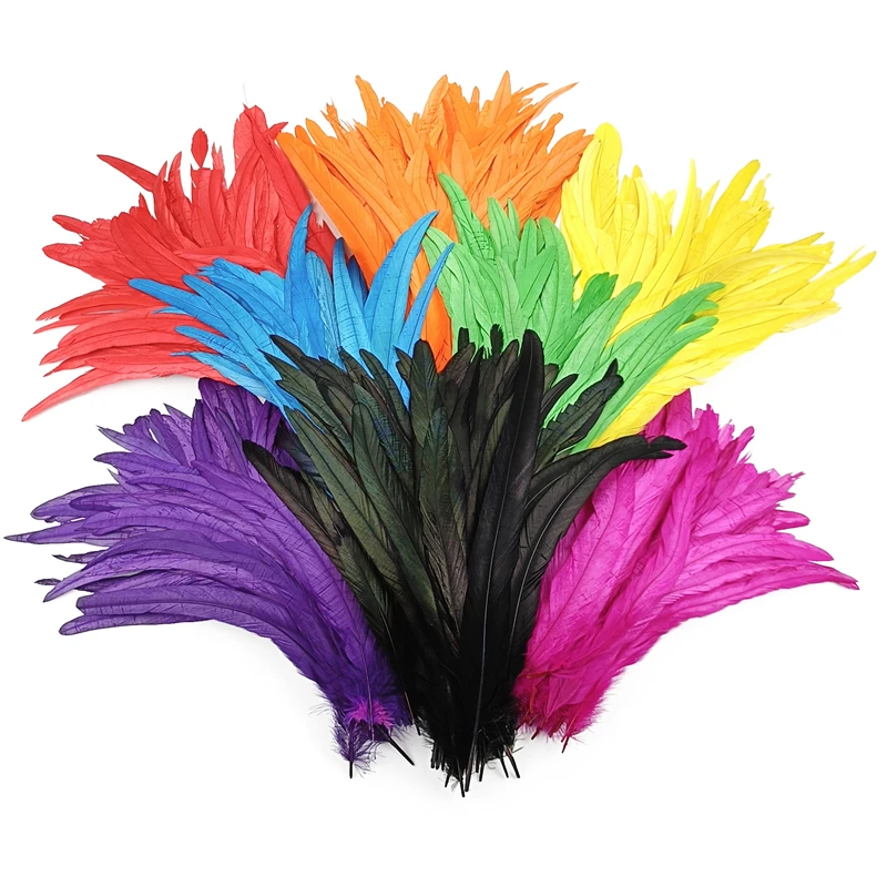 

50Pcs/Lot 30-35cm Rooster Tail Feathers for Crafts Chicken Decoration Feather Headdress Carnival Accessories Natural Long Plumes