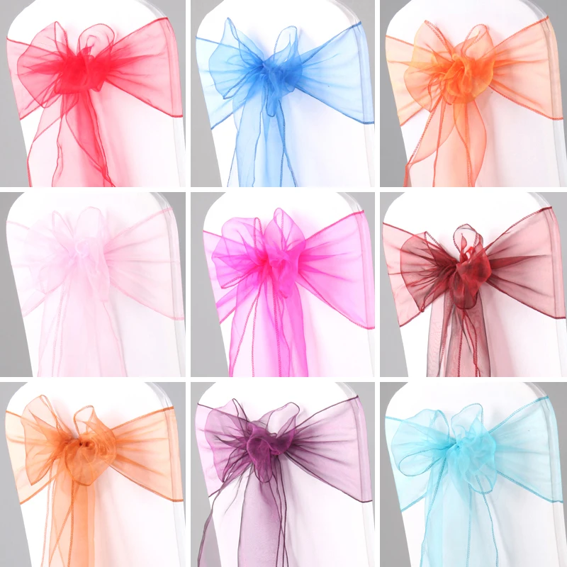 60 шт. ленты для свадебных стульев из органзы с узлом стула пояс бантом банты пояса