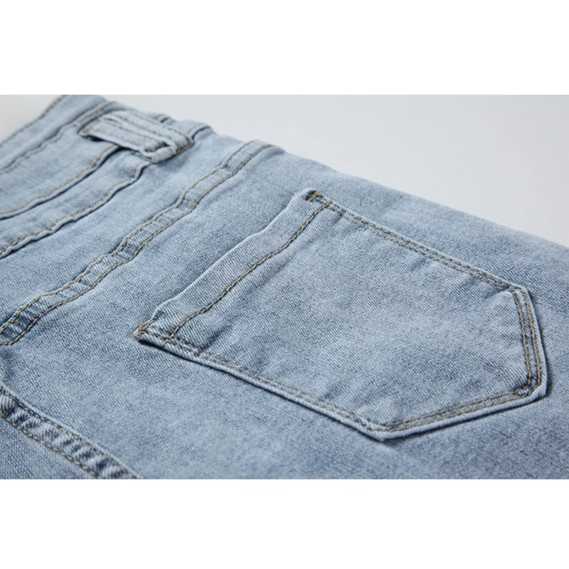 

High Waist Short Denim Pants Women E-Girl Retro Buttons 2021 Blue Crop Jeans Trousers Female Washed Street Korean Cowboy Pants