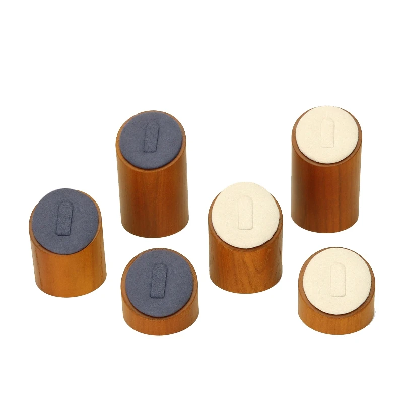 

6 шт Массив дерева кольцо Дисплей Подставка для ювелирных украшений, средняя школа низкая ювелирных изделий, реквизит для хранения стойло Д...