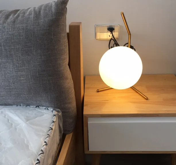 Современный Стекло мяч для чтения светильник металлическая настольная лампа на