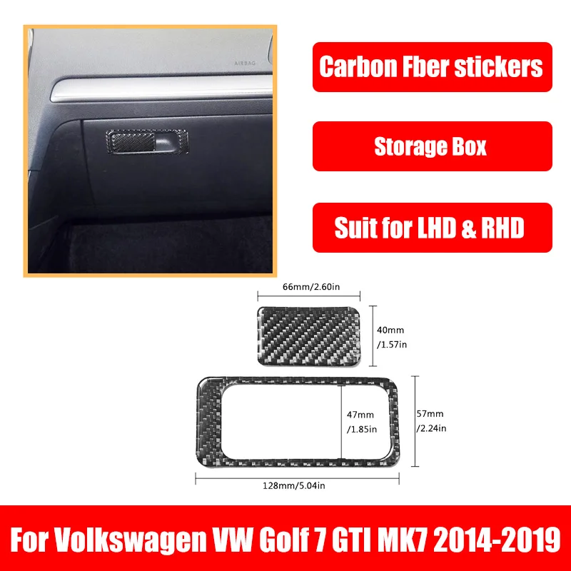 

2PCs Carbon Fibre Assistant Driver Storage Box Trim for VW Golf MKVII 2013-2019 Car Accessories Interior Styling Decoration