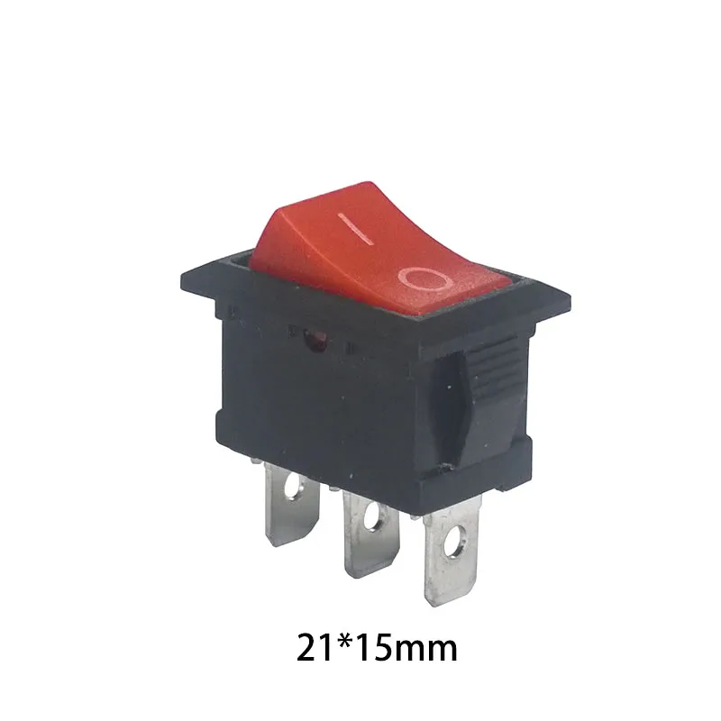 

50pcs 100pcs KCD101 21*15mm 3PIN SPST switch on off Snap-in ON/OFF Position Snap Rocker Boat switch 6A 250V copper feet
