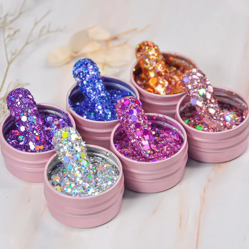 

1box Crystal Nail Sequins Gold Silver Iridescent Glitter Sparkly Flakes Diy Manicures Powder Decorations Chunky I5j2