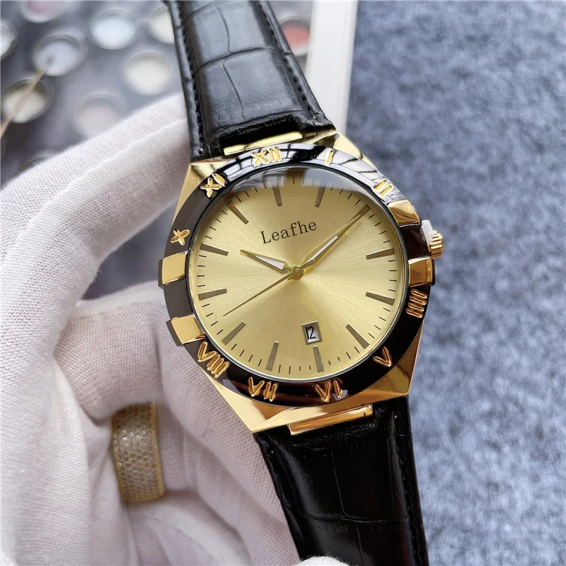 

Fashion Brand Men's Watches Stainless Steel Material Leather Strap Dial Diameter 42mm Quartz Watch Black Clock Relogios