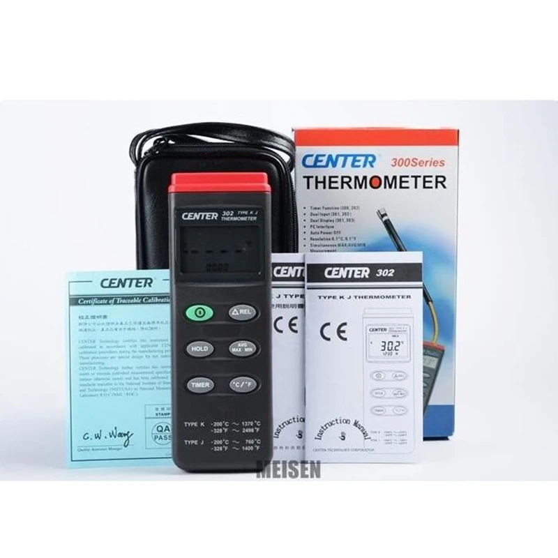 

CENTER-302 Thermometer (K/J Type) Resolution 0.1C, 0.1F,Auto Power OFF,PC Interface,Timer Function.