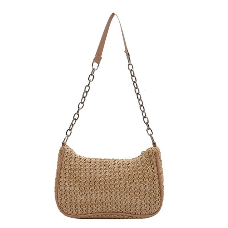 

Summer 2021 Women's Shoulder Bags Straw Weaving Beach Bag Baguette Handbag Fashion Versatile Boho Female Shopper Coin Purse