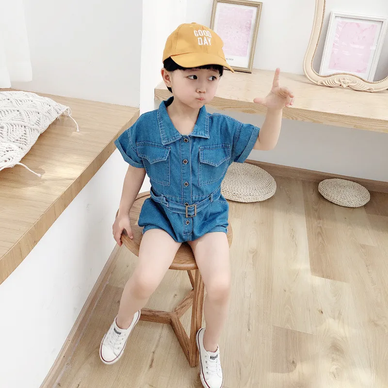 Summer Kids Clothing Rompers Fashion Korean Casual Short Sleeve Shorts Jumpsuit Baby Girl Clothes 1 2 3 4 5 Years Jumpsuits | Детская