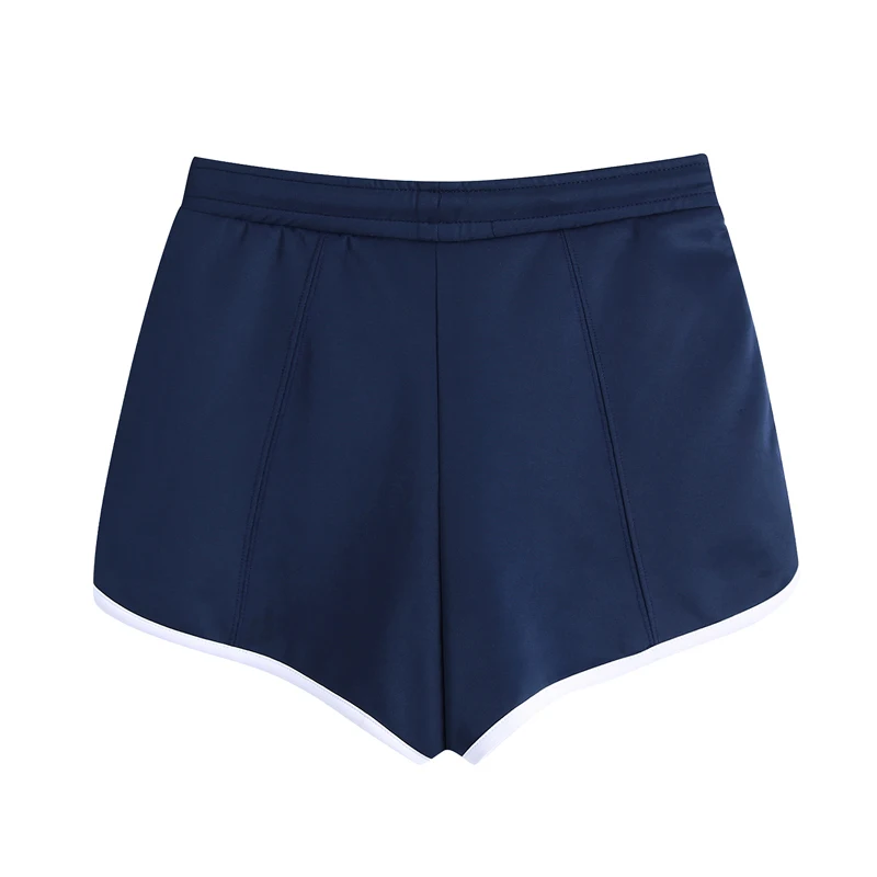 

Summer women's casual solid color high-waist stitching shorts