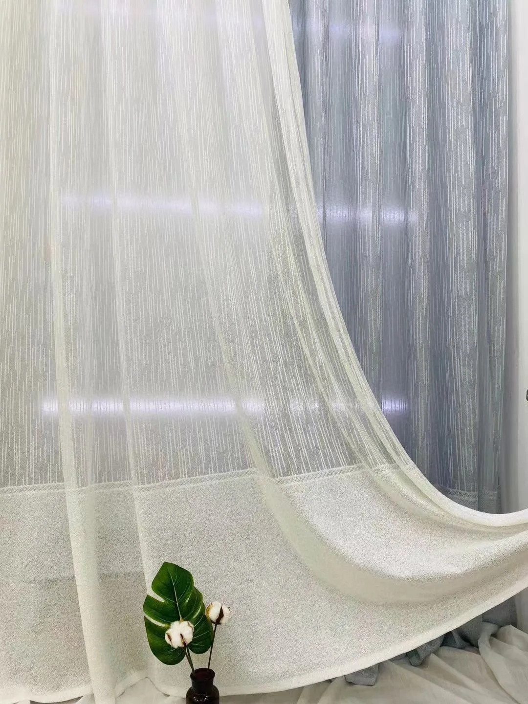 

Simple All-match White Solid Tulle Curtains for Living Room Modern Japan Cotton and Linen Light Sheer Voile Fabric for Curtains