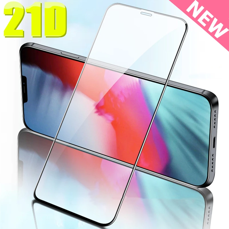 Защитное стекло 21D закаленное для iPhone 11/12 Pro MAX/XR/X/XS Max/7/8 Plus/SE 2020 | Мобильные телефоны