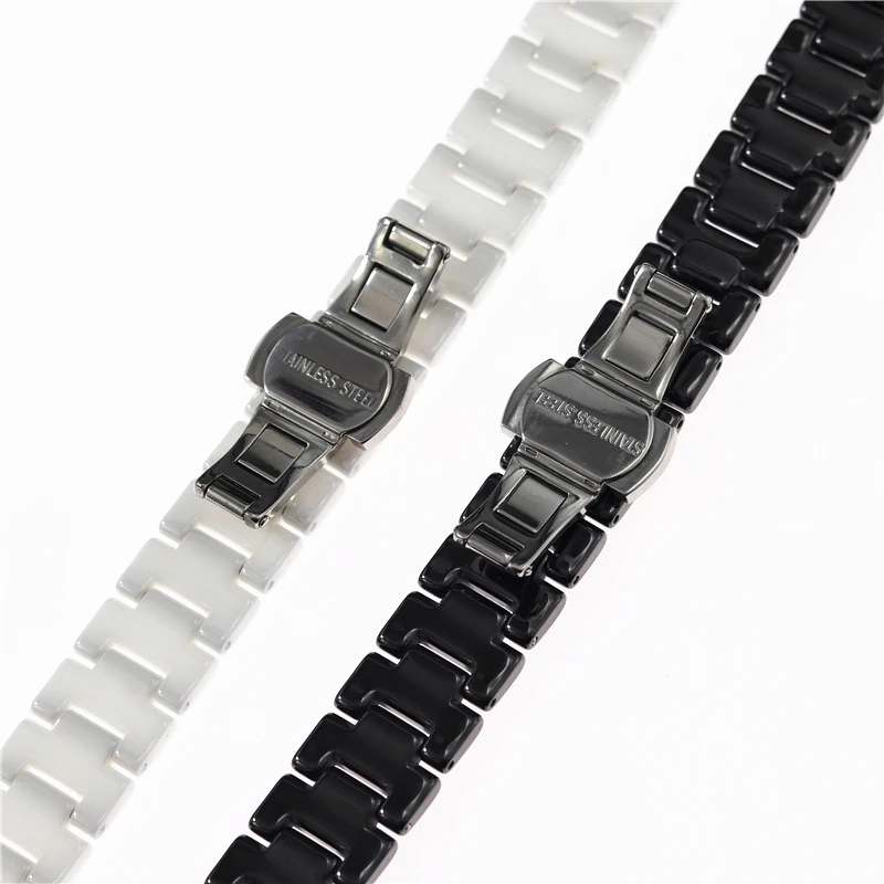 Suitable for DKN Y Donna ladies white ceramic watch strap bracelet convex interface 8mm wide 14mm band Wristband belt
